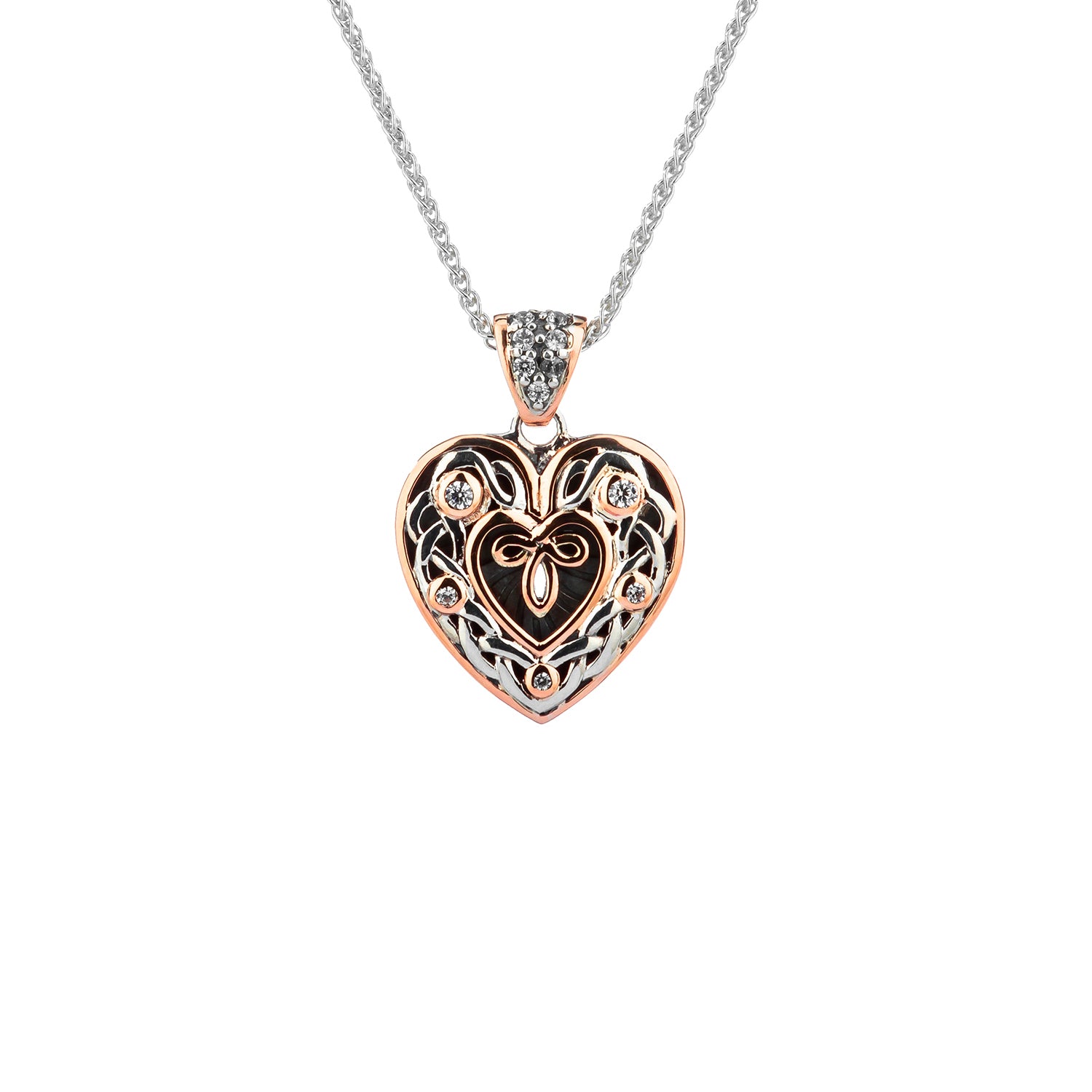 Pendant Oxidized 10k Rose CZ Celtic Heart Small Pendant from welch and company jewelers near syracuse ny 