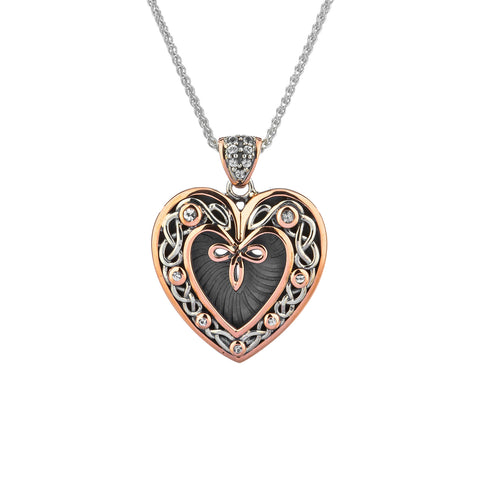 Pendant Oxidized 10k Rose White Sapphire Celtic Heart Pendant from welch and company jewelers near syracuse ny 
