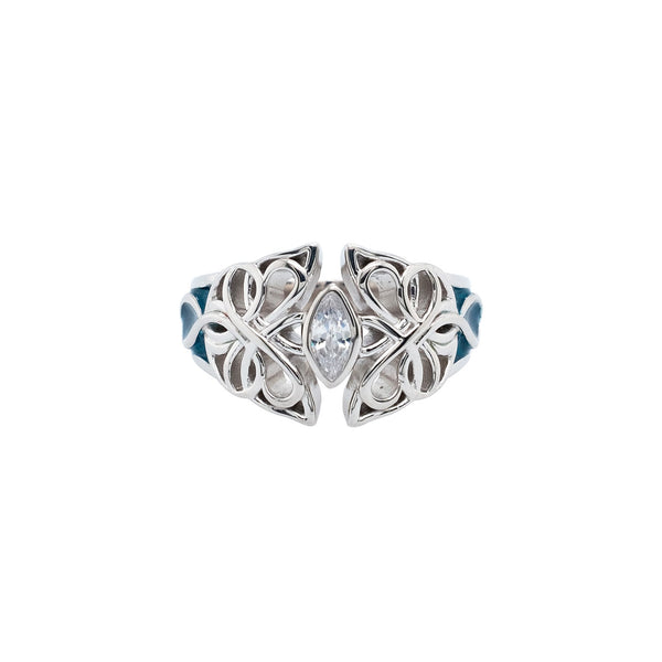 Ring Bands Sky Blue Enamel and White CZ Butterfly Ring (Tapered) from welch and company jewelers near syracuse ny 