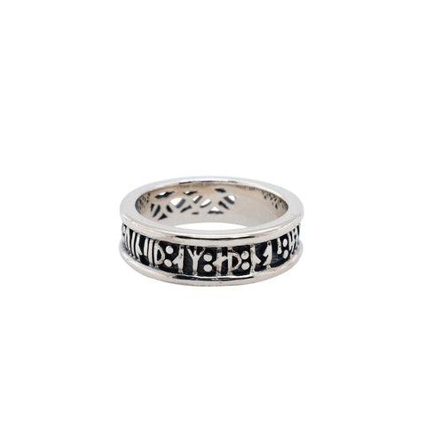 Ring Bands Oxidized Viking Rune Narrow Ring "Love conquers all; let us too yield to love." from welch and company jewelers near syracuse ny 