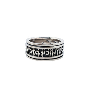 Ring Bands Oxidized Viking Rune Ring "Love conquers all; let us too yield to love." from welch and company jewelers near syracuse ny 