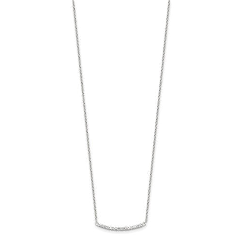Sterling Silver Cubic Zirconia Curved Bar Necklace