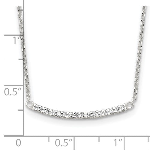 Sterling Silver Cubic Zirconia Curved Bar Necklace
