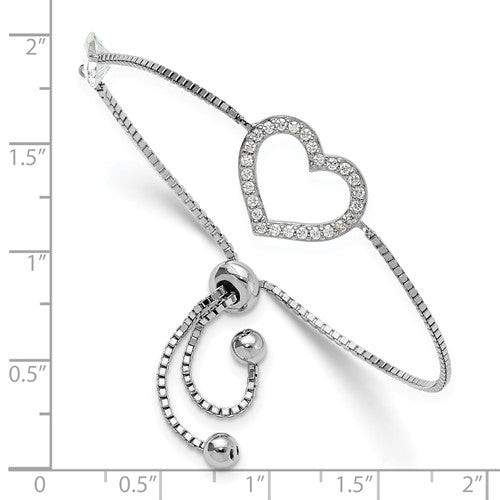 Adjustable Sterling Cubic Zirconia Heart Bracelet
