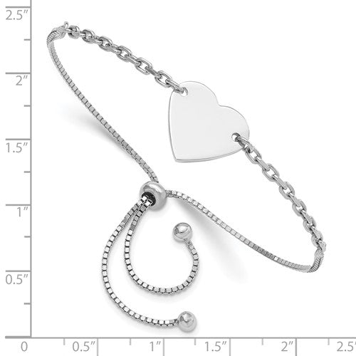 Adjustable Sterling Heart Bolo Bracelet