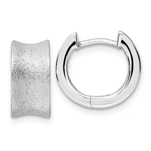 Sterling Silver Diamond Cut Brushed Huggie Hoop Earrings