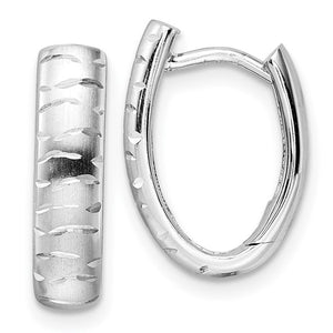 Sterling Silver Diamond Cut & Brushed Oval Hoop Earrings
