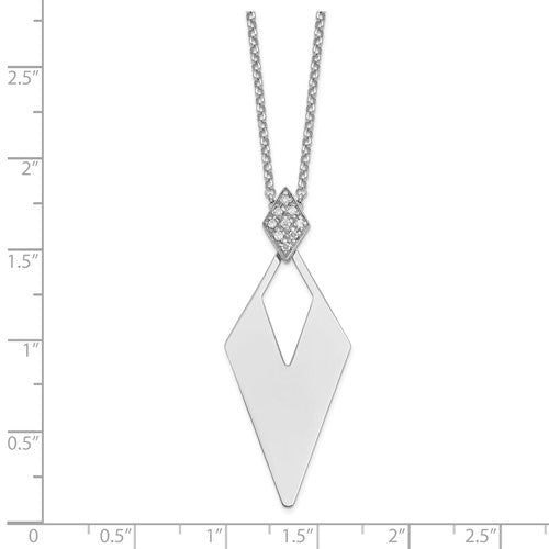 Sterling Silver Crystal Diamond Shaped Necklace