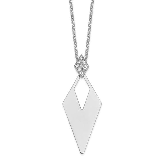 Sterling Silver Crystal Diamond Shaped Necklace