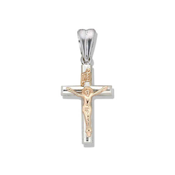 Sterling Silver/14K Yellow Gold Crucifix Pendant