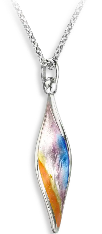 Sterling Silver Sunset Aurora Marquise Enamel Necklace