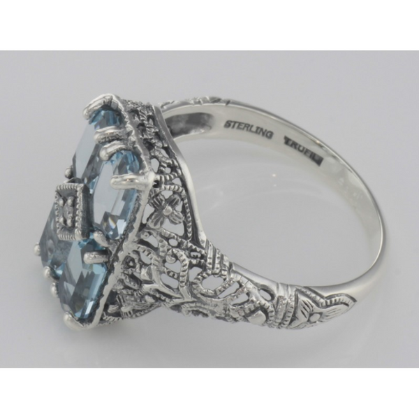 Sterling Blue Topaz & Diamond Ring