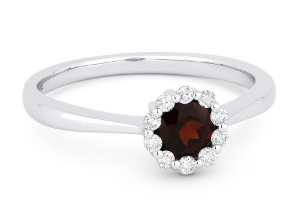 14k Garnet & Diamond Fashion Ring