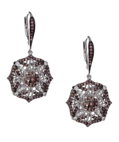 Rhodium CZ Night and Day Collection Scalloped Earrings