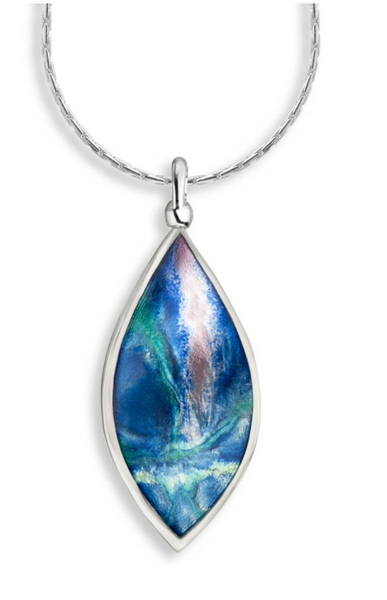 Sterling Silver Blue Enamel Aurora Marquise Twist Necklace