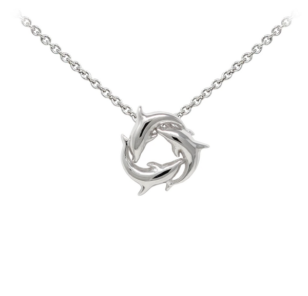 Dolphins Sterling Silver Dainty Necklace
