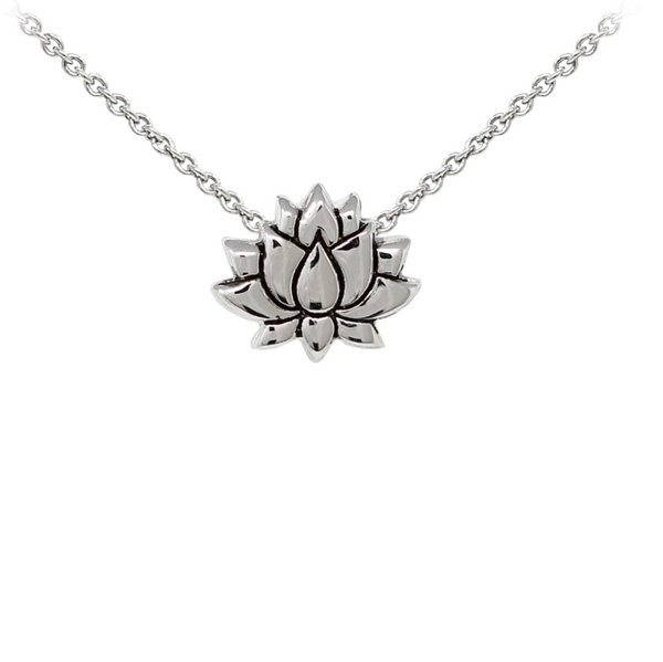 Lotus Flower Sterling Silver Dainty Necklace
