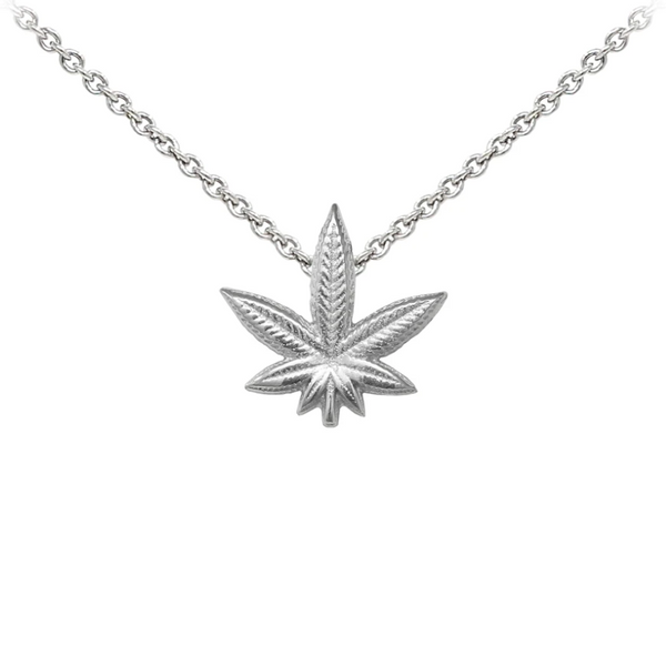 Hemp Leaf Sterling Silver Dainty Necklace