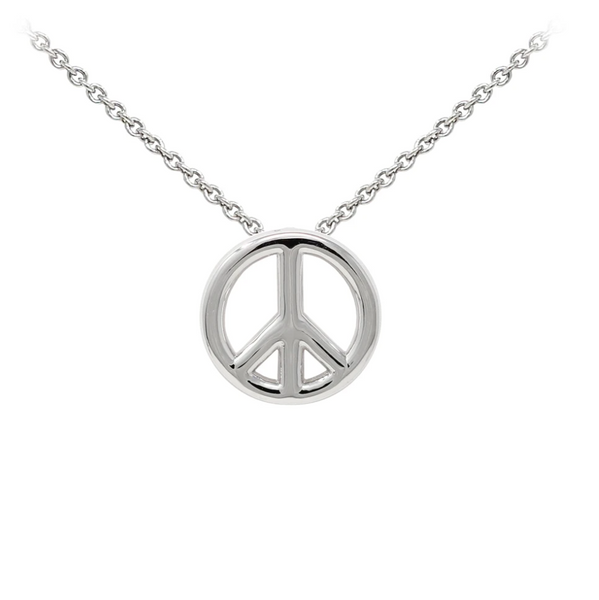 Peace Sign Sterling Silver Dainty Necklace