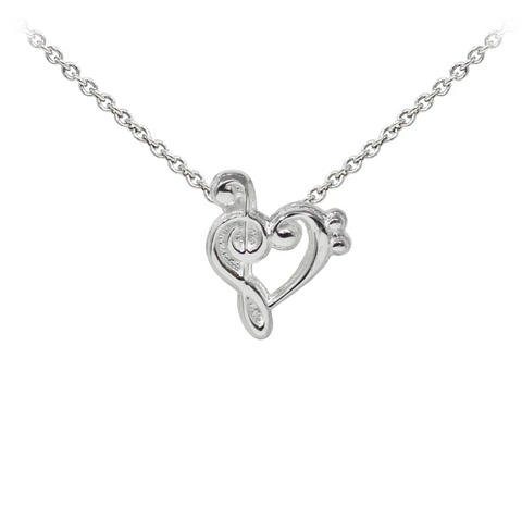 Music Heart Sterling Silver Dainty Necklace