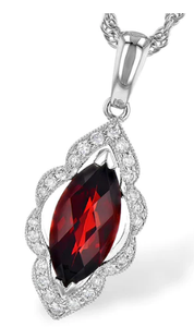 14K Garnet & Diamond Necklace