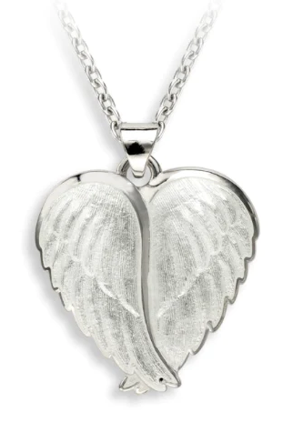 Sterling Silver White Enamel Angel Wings Necklace