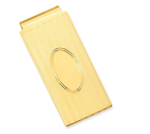 Gold Finish Money Clip with Engravable Oval