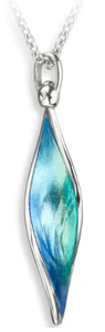 Sterling Silver Ocean Aurora Marquise Enamel Necklace