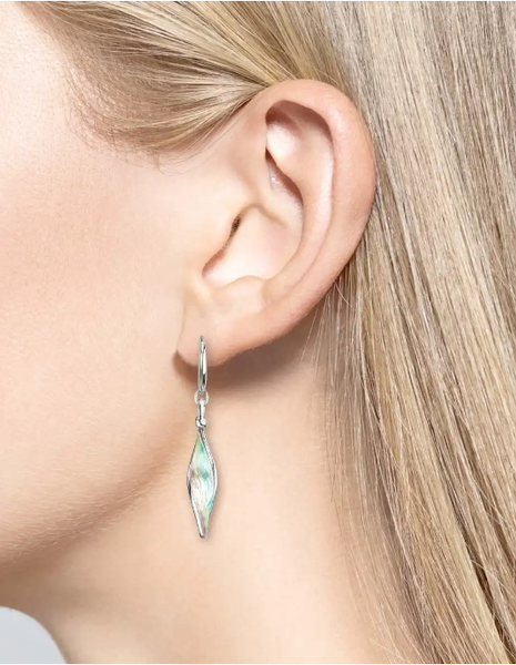 Sterling Silver Green Aurora Twist Enamel Wire Earrings