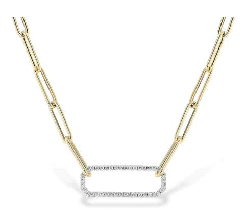 14K Diamond Paperclip Necklace