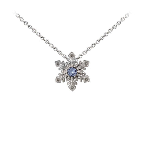 Wind & Fire Snowflake w/Crystal Sterling Silver Dainty Necklace Welch Jewelers Inspection and Cleaning Syracuse NY