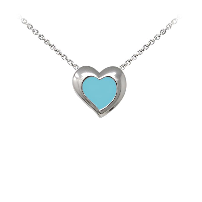 Wind & Fire Turquoise Enameled Heart Sterling Silver Dainty Necklace Welch Jewelers Inspection and Cleaning Syracuse NY