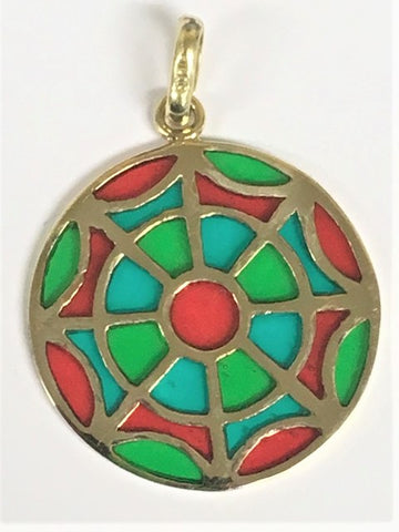14k Green & Red Ornament Pendant
