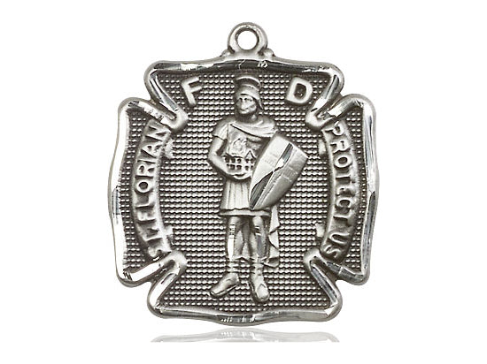 Antiqued Sterling Silver Small St. Florian Medal
