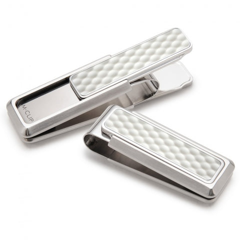 Brushed Stainless White Golf Ball Money Clip