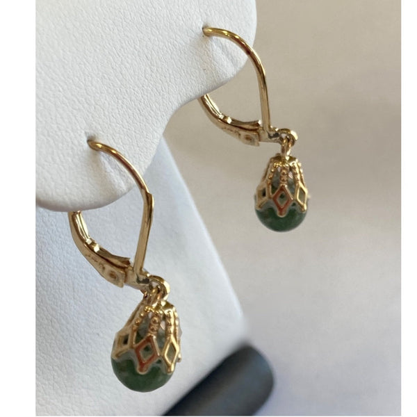 14k Nephrite Jade Earrings