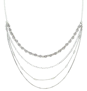 Sterling Silver Polished & Diamond Cut Layered Choker Necklace