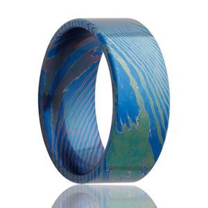 Twisted Damascus Steel Blue Band