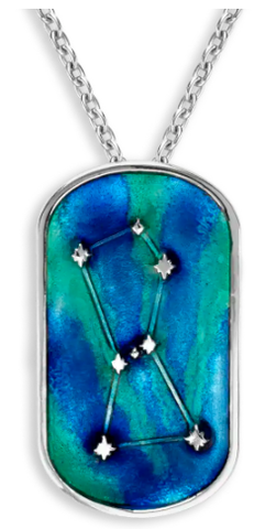Sterling Silver Multi Blue Sky Orion Enamel Necklace