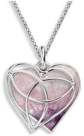 Sterling Silver Purple Celtic Heart Enamel Necklace