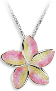 Sterling Silver Pink Plumeria Enamel Necklace