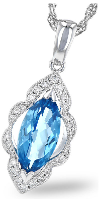 14K Blue Topaz & Diamond Necklace