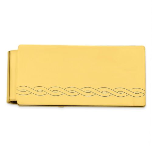 Gold Finish Hinged Money Clip with Twisted Rope Pattern