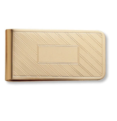 Gold Tone Engine Turned Lines Money Clip