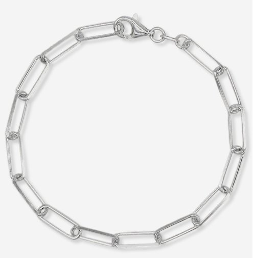 Sterling Silver Rhodium-Plated Diamond Cut Paperclip Bracelet